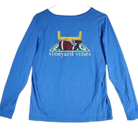 Vineyard Vines T-Shirt Football Whale Touchdown Wmns M Blue Graphic LS Crewneck - Picture 2 of 12